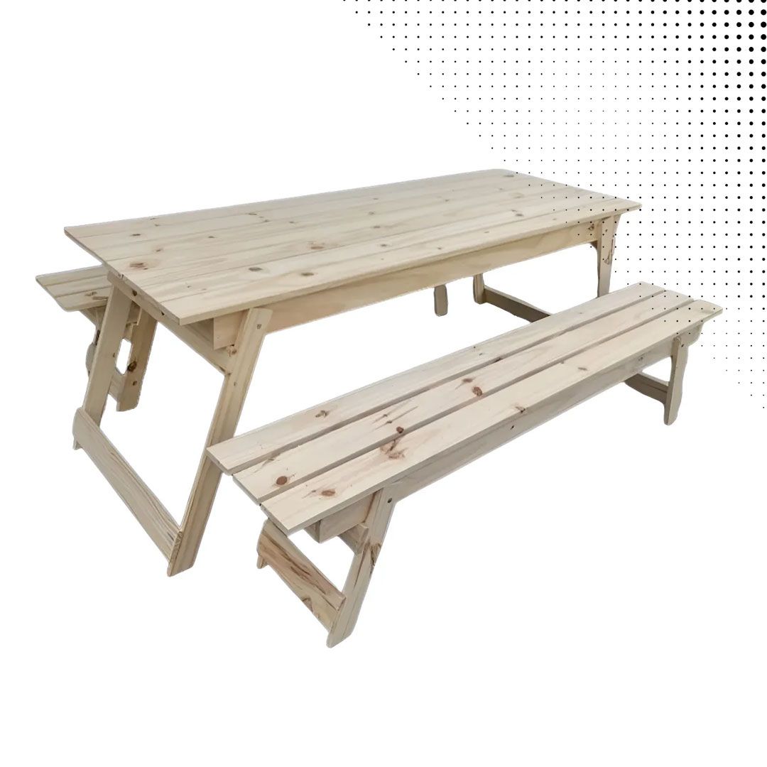 Tablón plegable con banco plegable