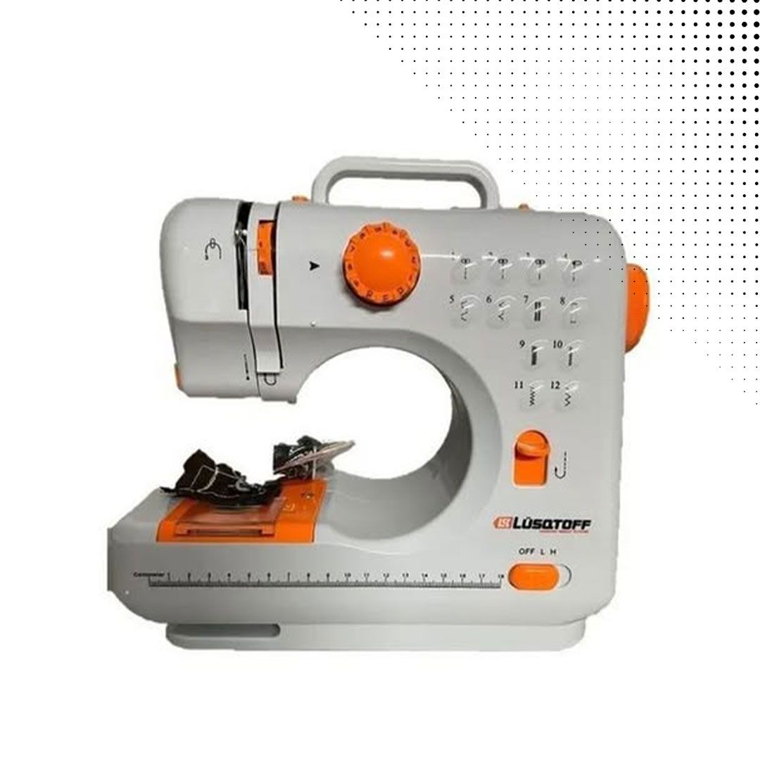 Máquina De Coser Recta Lusqtoff Mcs12l-8 Blanca Y Naranja
